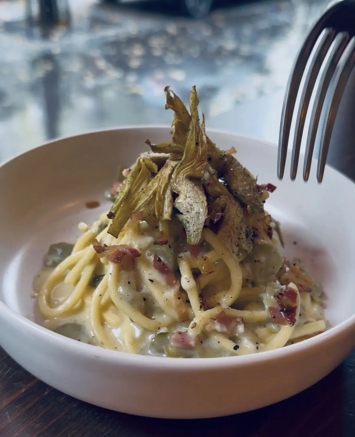 Pasta con carciofi della cucina FCVG